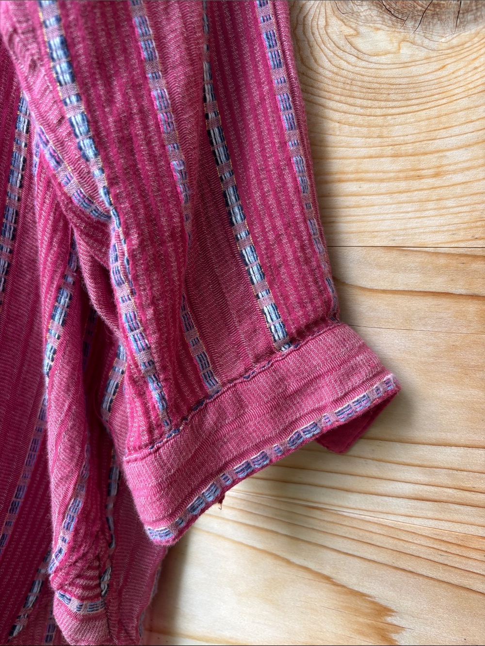 Anthropologie Pilcro The Bo Boyfriend Metallic Stripe Button Down Shirt XS Pink - Picture 6 of 12
